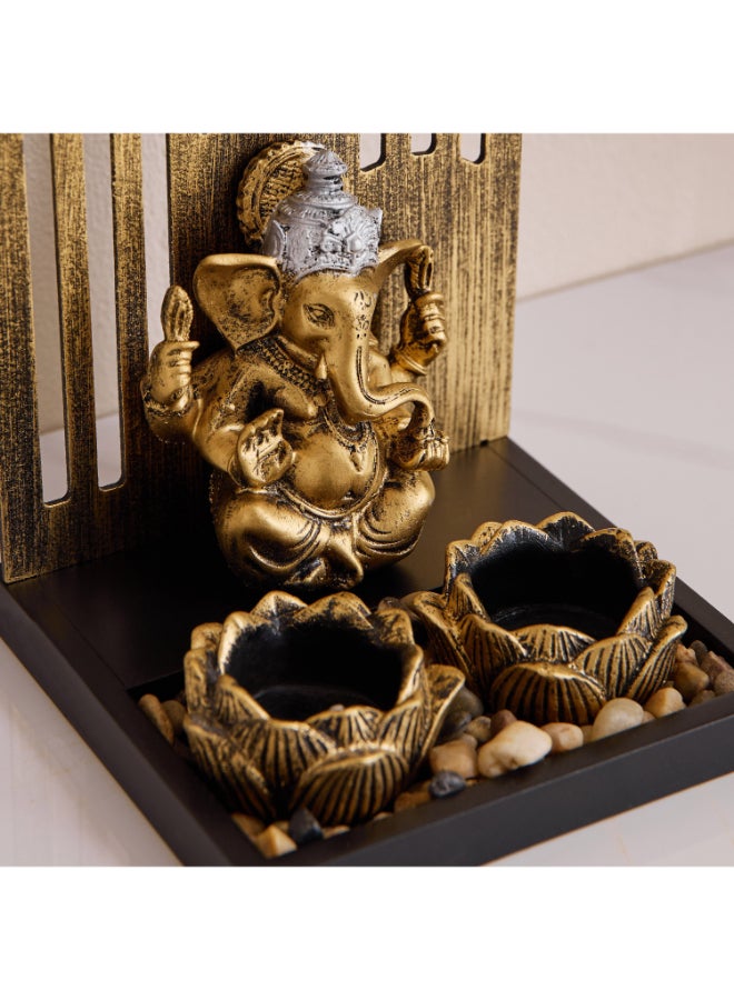 Home Box Ganesh Statue with Tealight Tray - Gold - Image 5